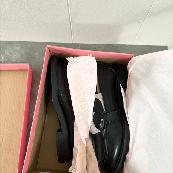 Sam & Libby Bailen black leather loafers gold accent size 7 new - Picture 8 of 9